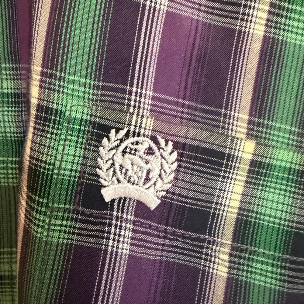 Cinch Purple and Green Plaid Shirt Boys XL 14